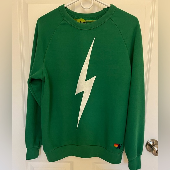 Aviator Nation Bolt Crew Sweatshirt - Kelly Green/White (Unisex S) - Picture 5 of 13